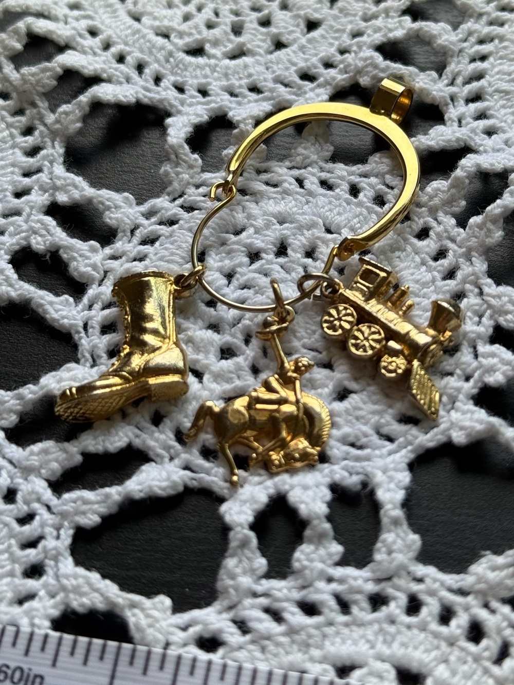 Gold-Tone Western Charm - Gold Cowboy Boot, Horse & Wagon